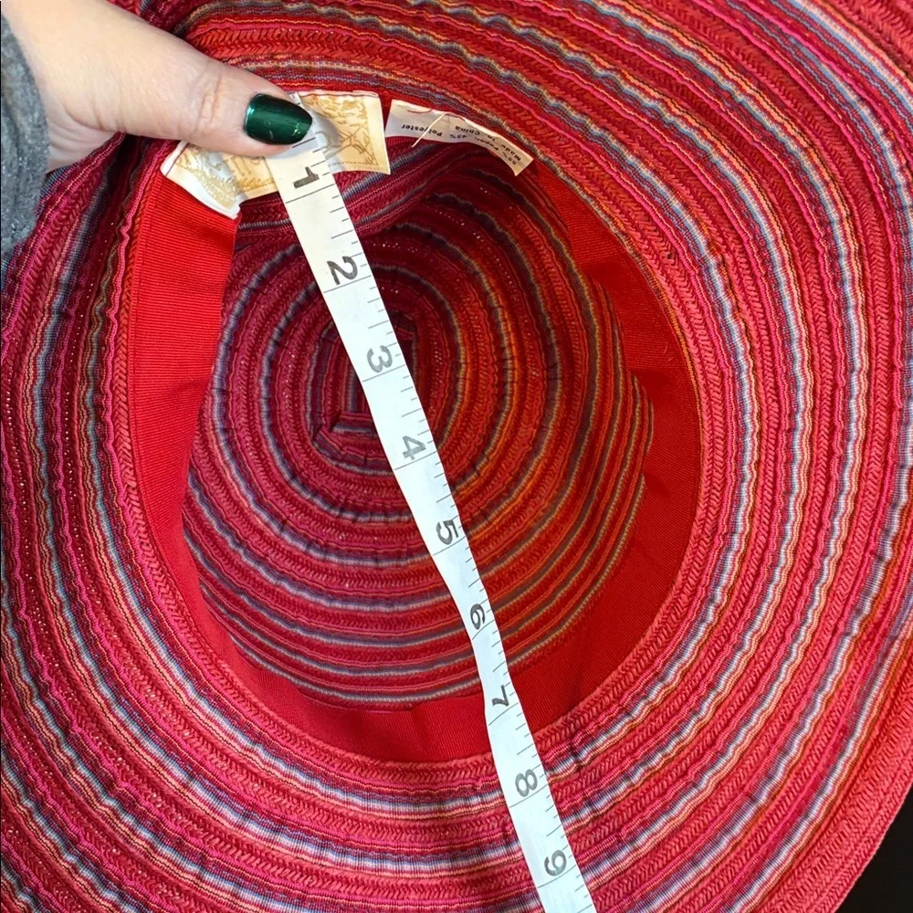 Cappelli Straworld, Inc. Striped Red Wide Brim Hat With Bow OS